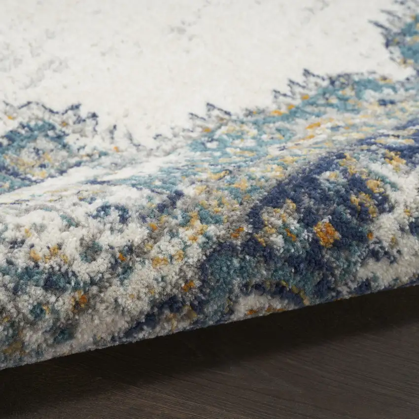 Cream Floral Power Loom Distressed Area Rug Photo 9