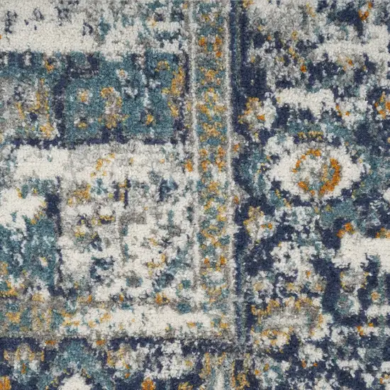 Cream Floral Power Loom Distressed Area Rug Photo 3