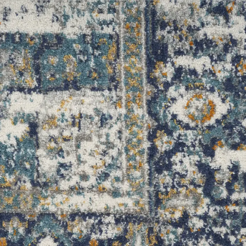 Cream Floral Power Loom Distressed Area Rug Photo 3