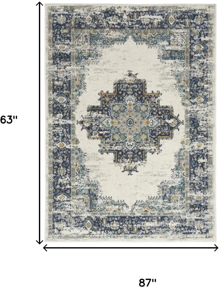 Cream Floral Power Loom Distressed Area Rug Photo 3