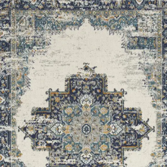 Cream Floral Power Loom Distressed Area Rug Photo 4