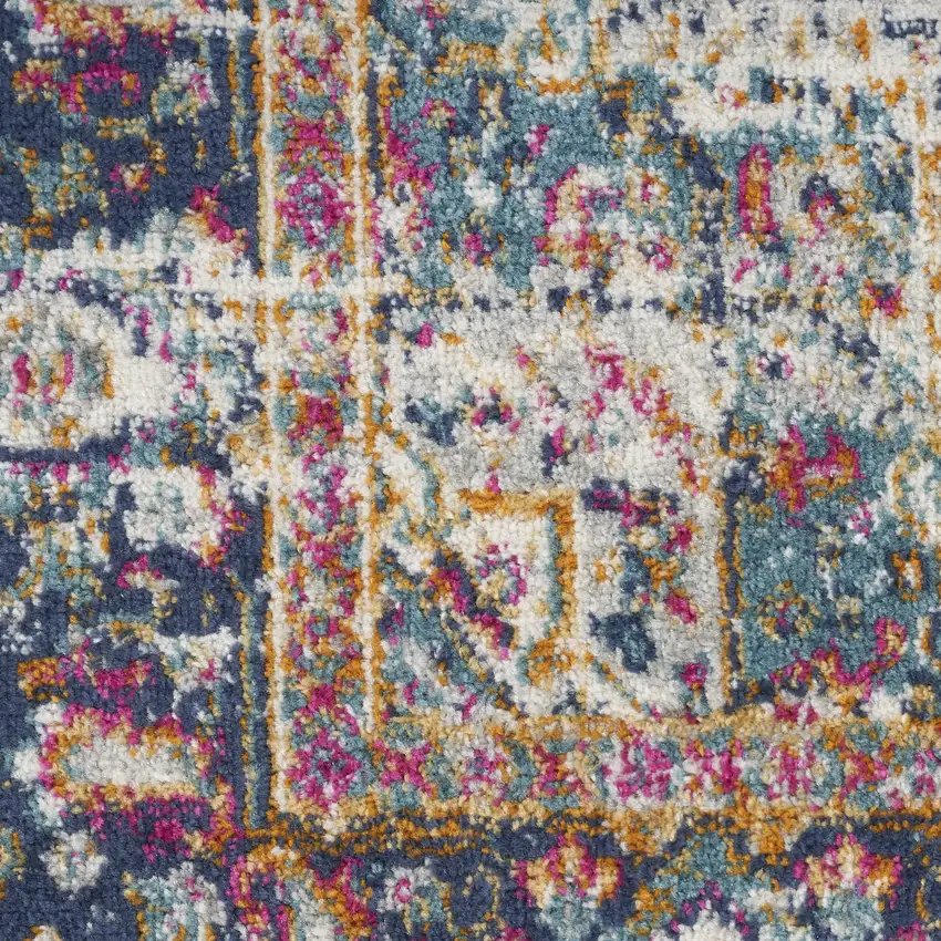 Cream Floral Power Loom Distressed Area Rug Photo 3