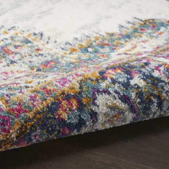 Cream Floral Power Loom Distressed Area Rug Photo 8