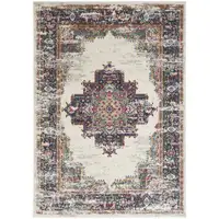 Photo of Cream Floral Power Loom Distressed Area Rug