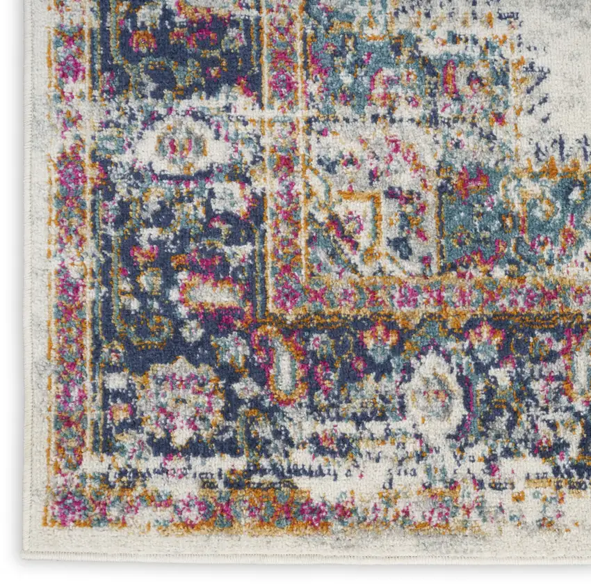 Cream Floral Power Loom Distressed Area Rug Photo 8