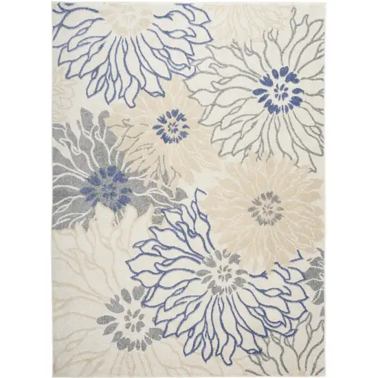Cream Floral Power Loom Distressed Area Rug Photo 2