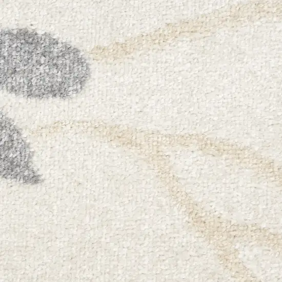 Cream Floral Power Loom Distressed Area Rug Photo 3