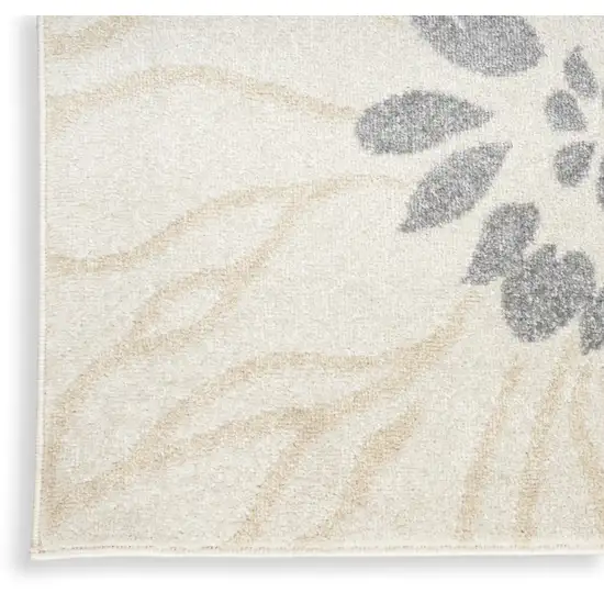 Cream Floral Power Loom Distressed Area Rug Photo 9