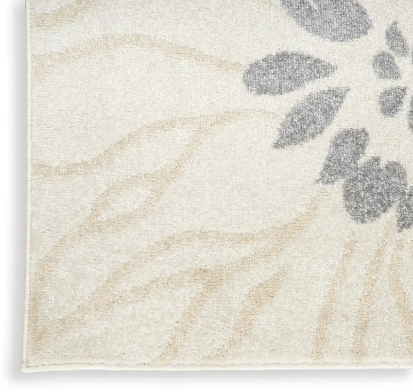 Cream Floral Power Loom Distressed Area Rug Photo 9
