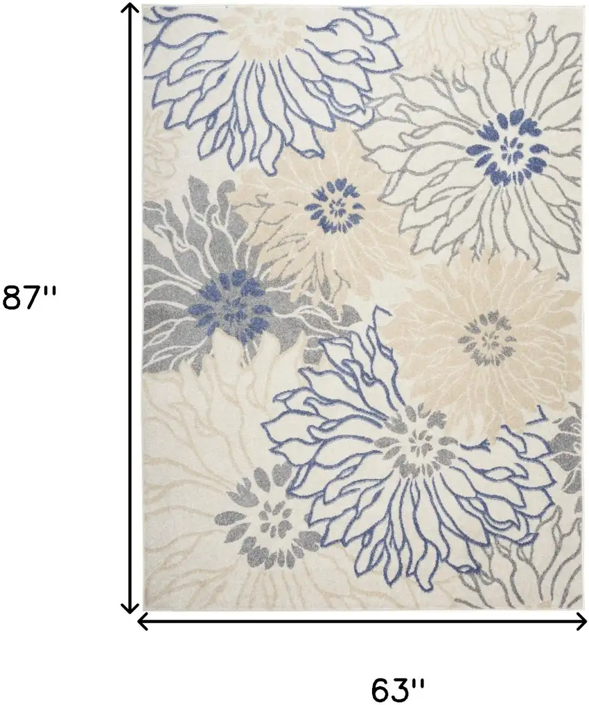 Cream Floral Power Loom Distressed Area Rug Photo 8