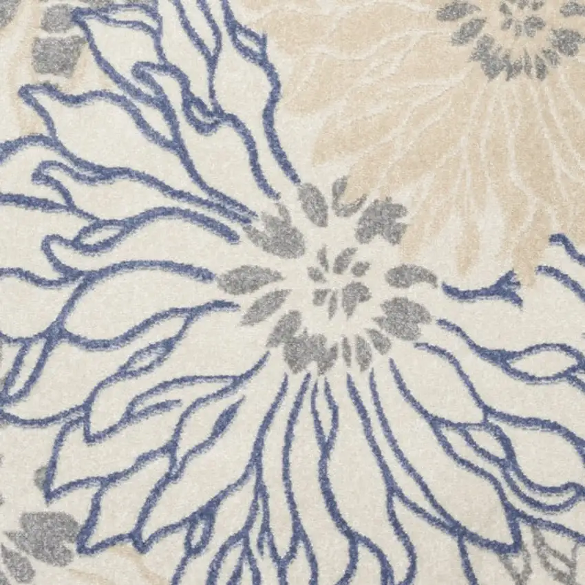 Cream Floral Power Loom Distressed Area Rug Photo 5