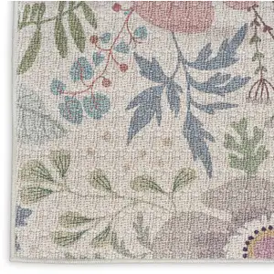 Photo of Cream Floral Power Loom Washable Non Skid Runner Rug