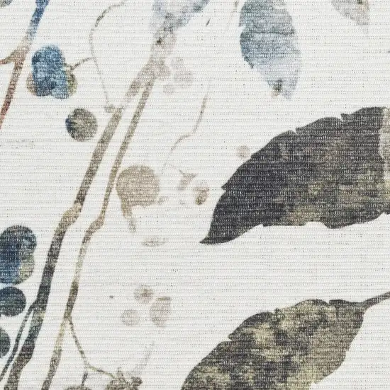 8' Cream Floral Washable Runner Rug Photo 2