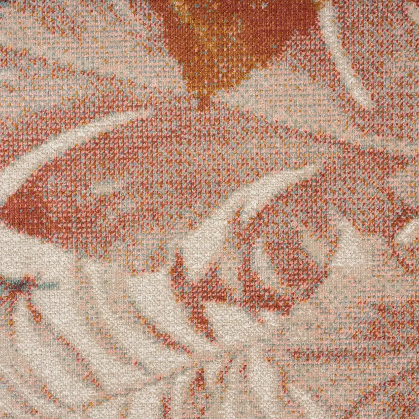 Cream Floral Stain Resistant Indoor Outdoor Area Rug Photo 9