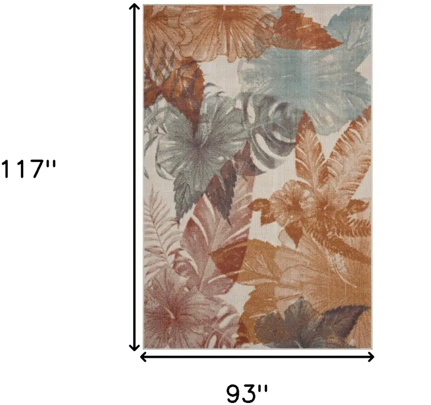 Cream Floral Stain Resistant Indoor Outdoor Area Rug Photo 10