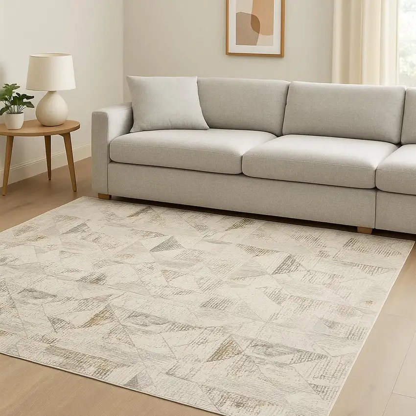 Cream Geometric Area Rug Photo 1