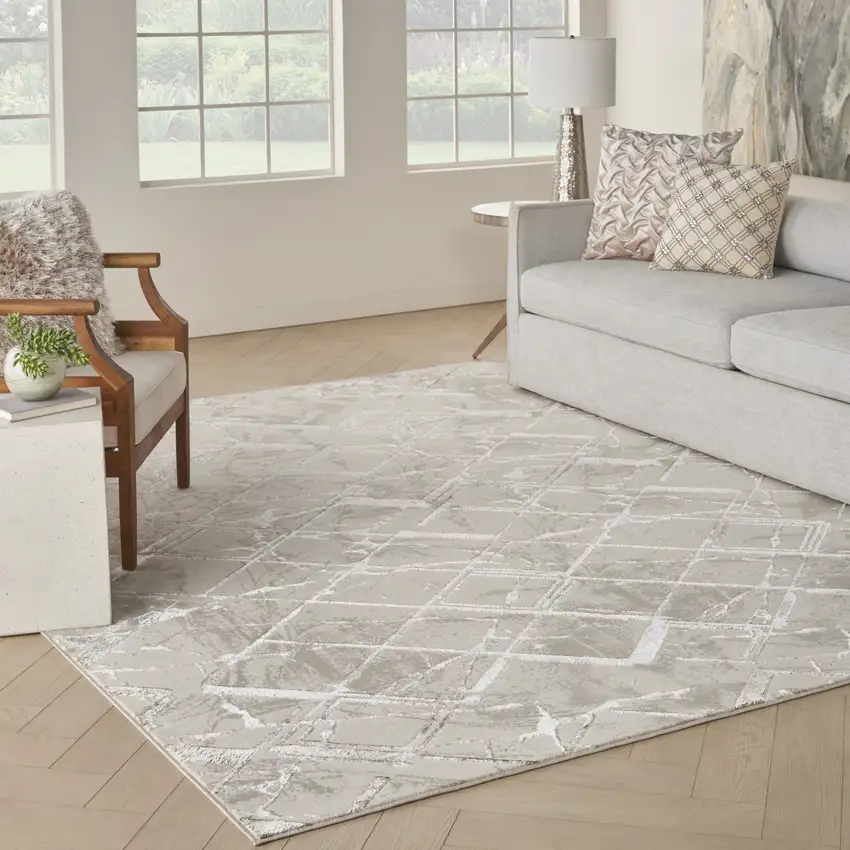Cream Geometric Area Rug Photo 5