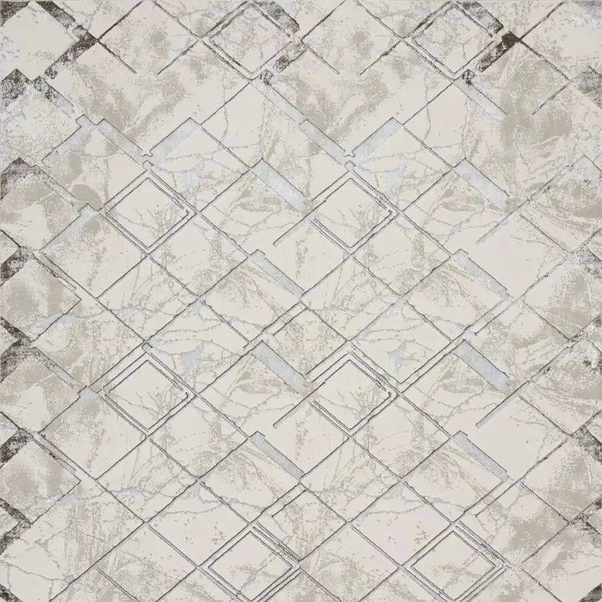 Cream Geometric Area Rug Photo 3