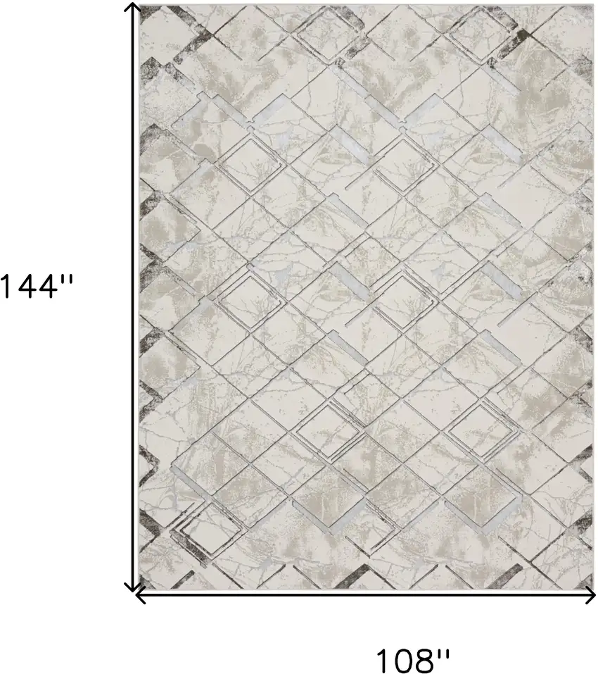 Cream Geometric Area Rug Photo 3