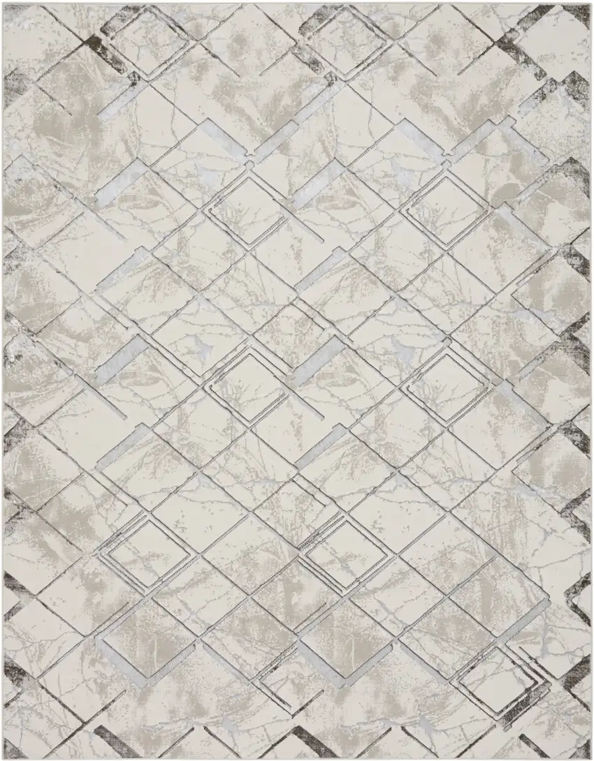 Cream Geometric Area Rug Photo 8