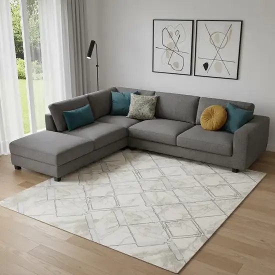 Cream Geometric Area Rug Photo 1