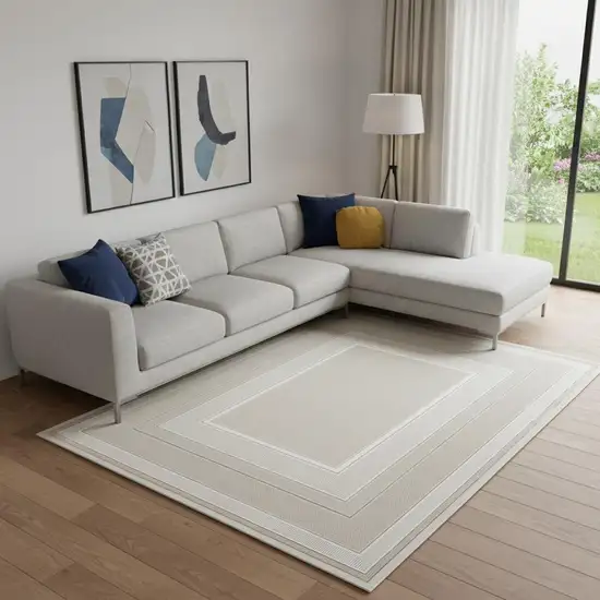 Cream Geometric Area Rug Photo 1