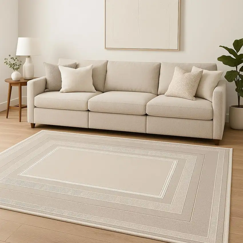 Cream Geometric Area Rug Photo 1