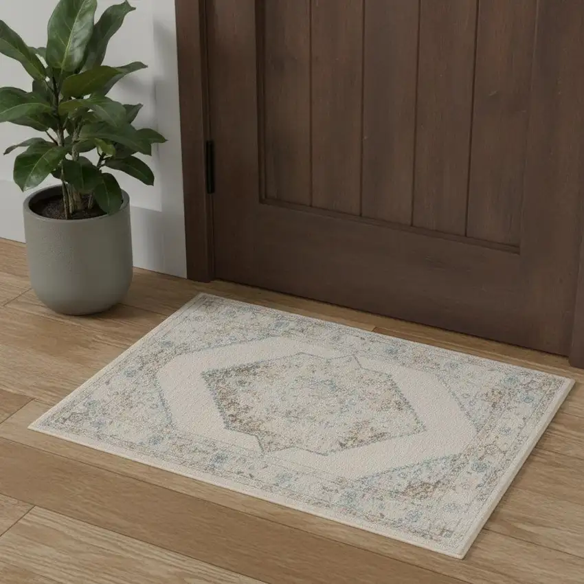 Cream Geometric Area Rug Photo 1