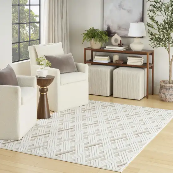 Cream Geometric Area Rug Photo 3