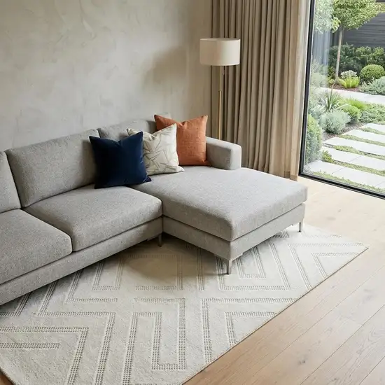 Cream Geometric Area Rug Photo 1