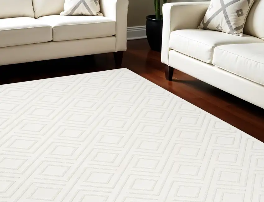 Cream Geometric Area Rug Photo 1