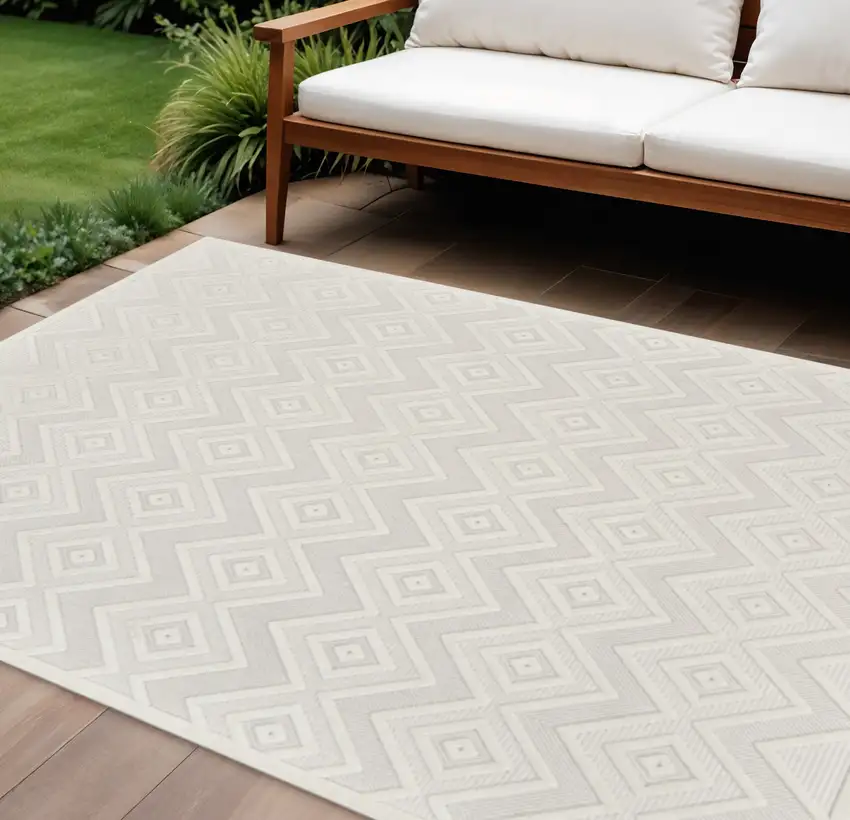 Cream Indoor Outdoor Area Rug Photo 2