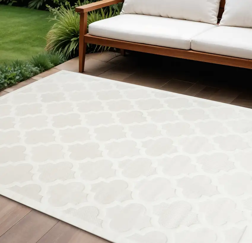 Cream Indoor Outdoor Area Rug Photo 2
