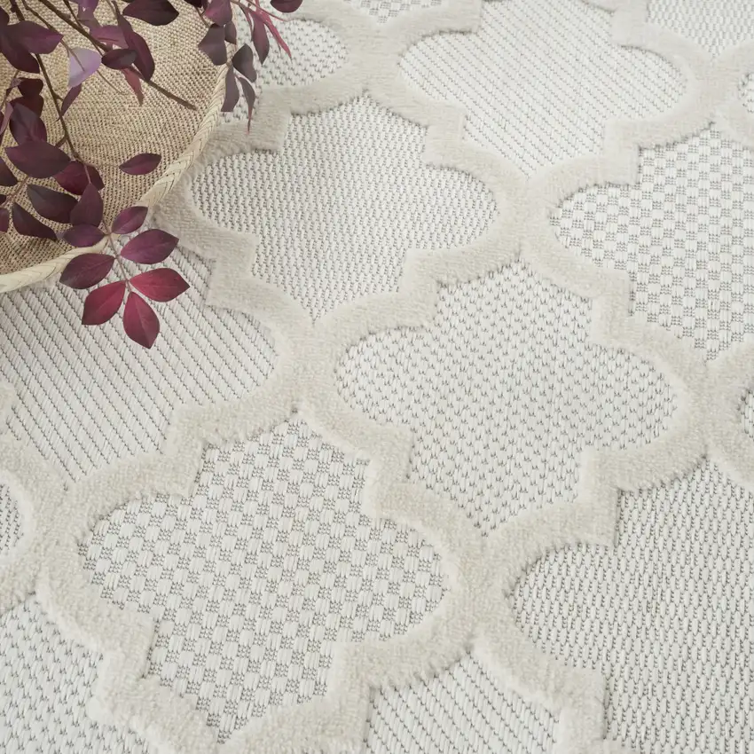Cream Geometric Flatweave Area Rug Photo 8