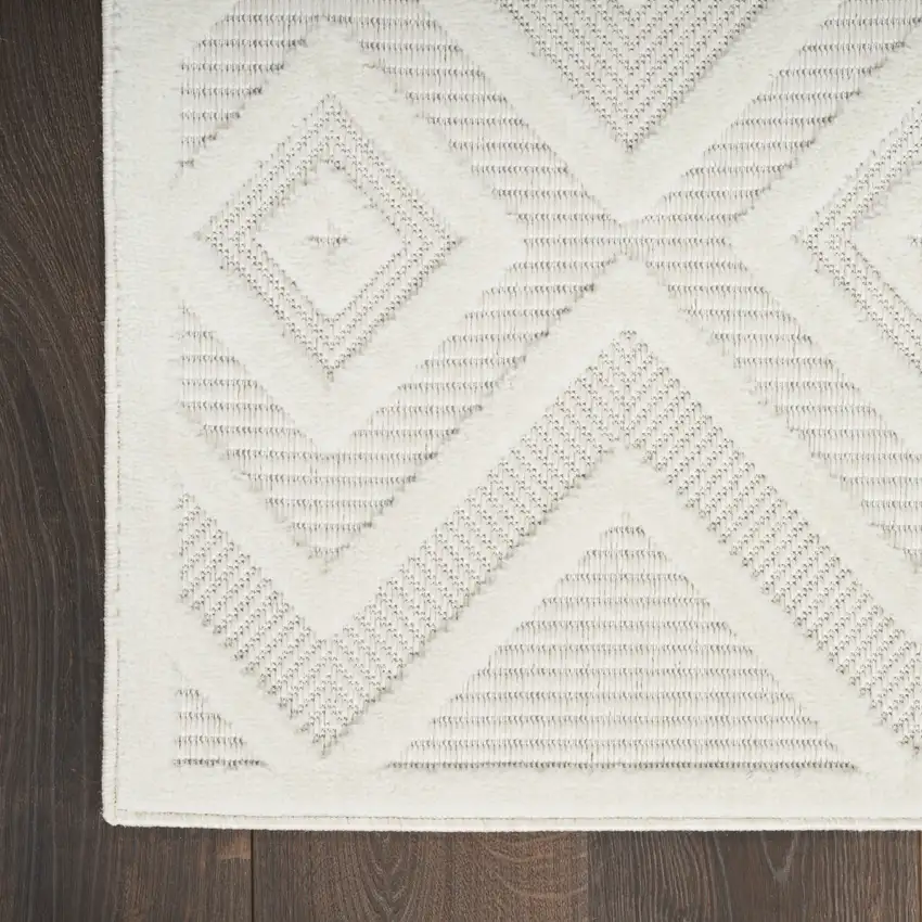 Cream Geometric Flatweave Area Rug Photo 4