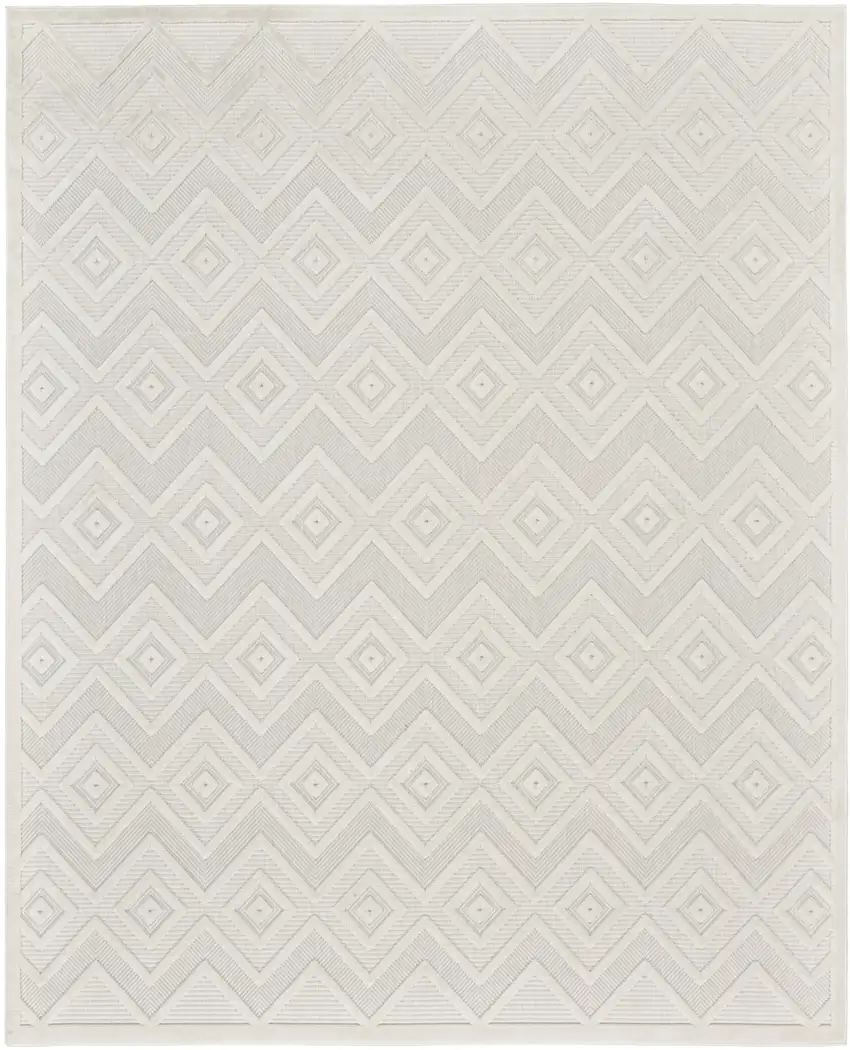 Cream Geometric Flatweave Area Rug Photo 1