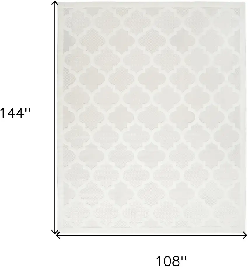 Ivory and White Indoor Outdoor Area Rug Photo 3