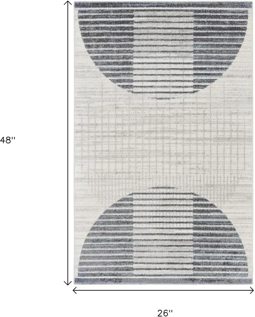 Cream Geometric Power Loom Area Rug Photo 3