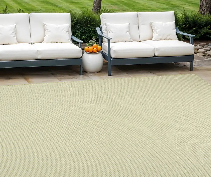 Green and Ivory Indoor Outdoor Area Rug Photo 1