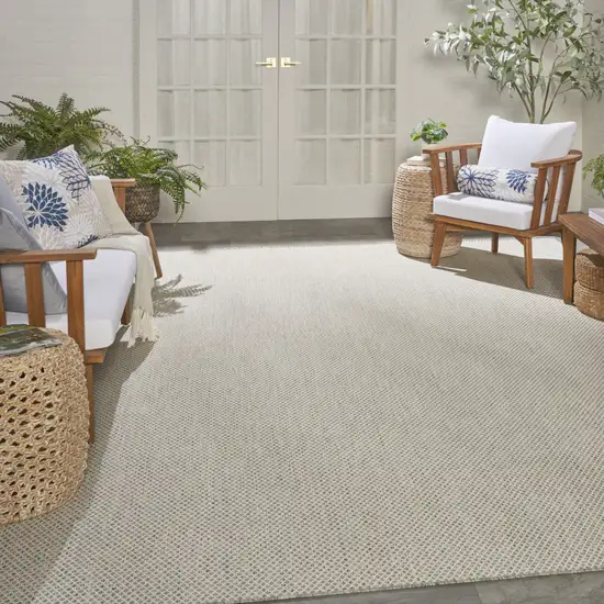 Ivory and Silver Indoor Outdoor Area Rug Photo 9