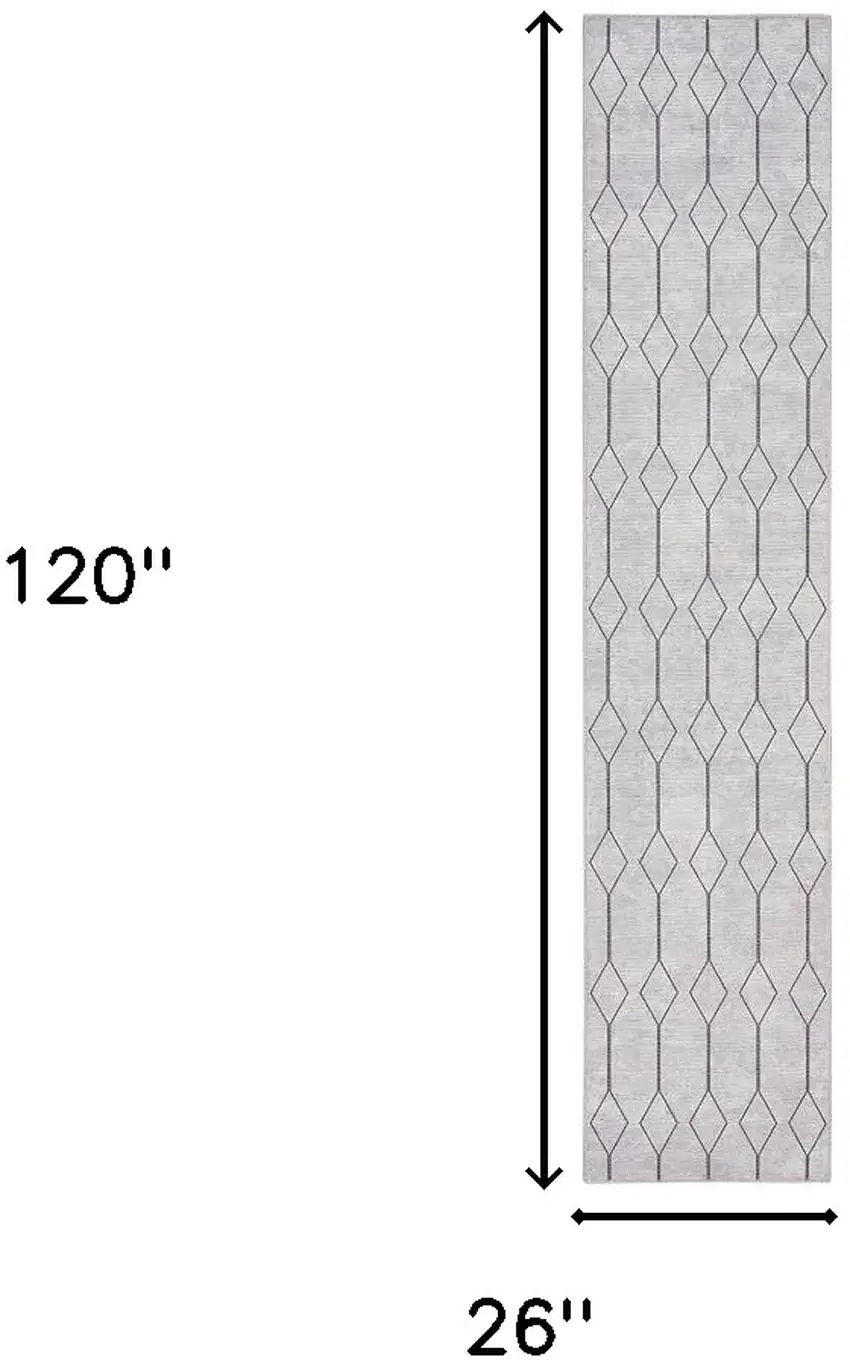 Cream Geometric Power Loom Washable Runner Rug Photo 3