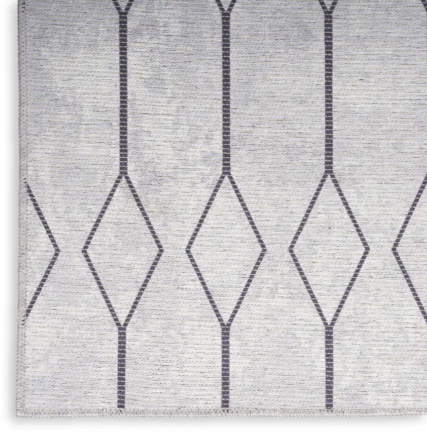 Cream Geometric Power Loom Washable Runner Rug Photo 4