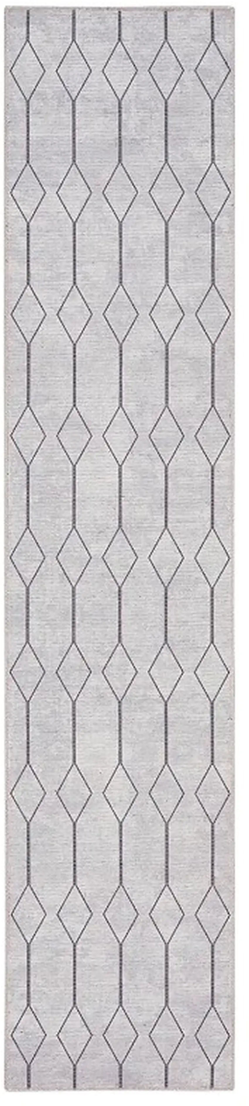 Cream Geometric Power Loom Washable Runner Rug Photo 2