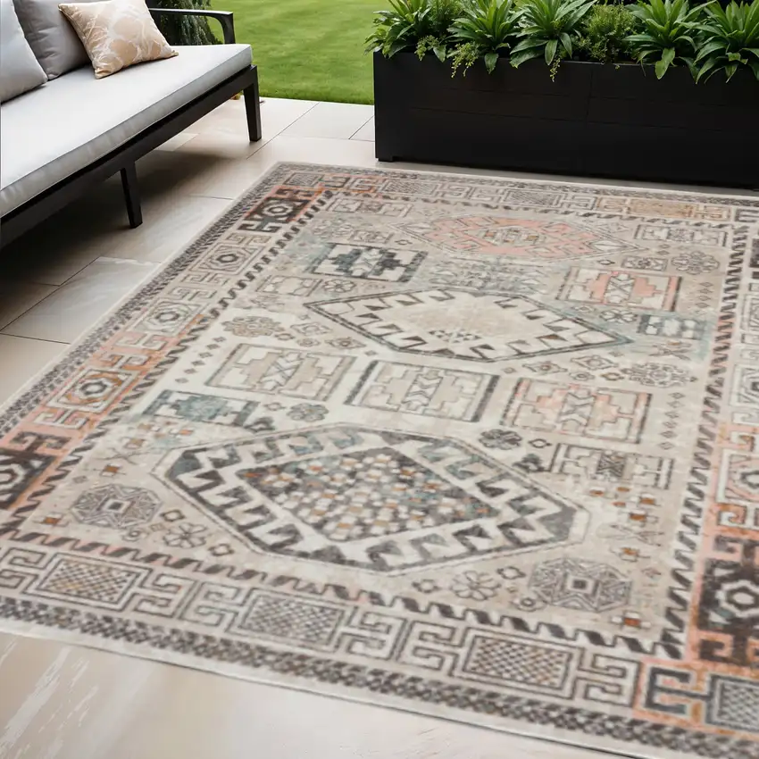 Cream Indoor Outdoor Area Rug Photo 1