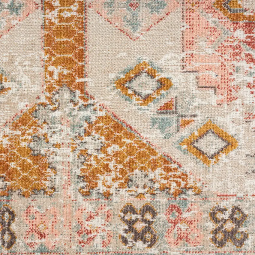 Cream Geometric Stain Resistant Indoor Outdoor Area Rug Photo 3
