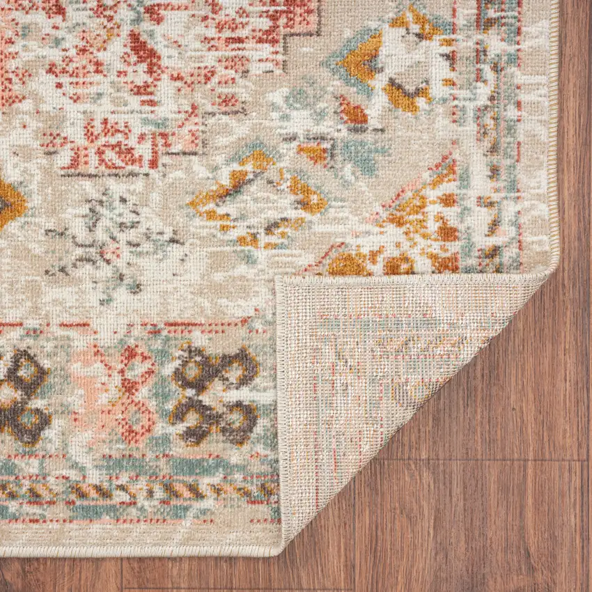 Cream Geometric Stain Resistant Indoor Outdoor Area Rug Photo 6
