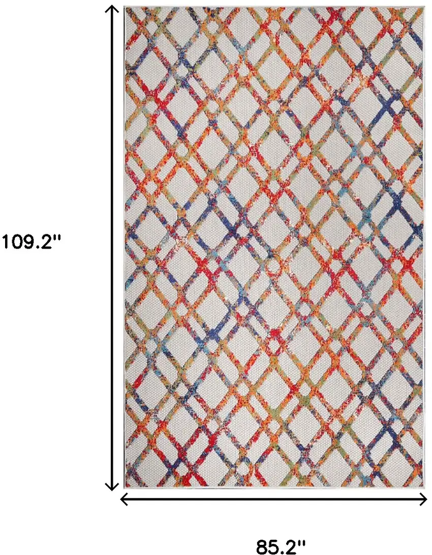 Cream Geometric Stain Resistant Non Skid Indoor Outdoor Area Rug Photo 3