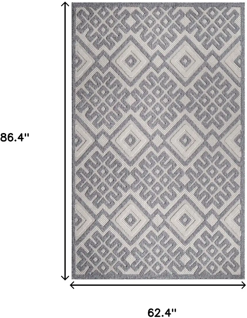 Cream Geometric Stain Resistant Non Skid Indoor Outdoor Area Rug Photo 8