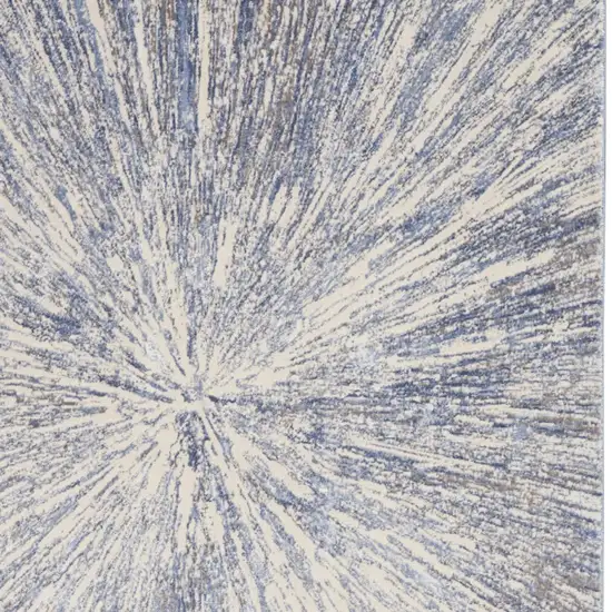 Cream Gray And Blue Abstract Area Rug Photo 8