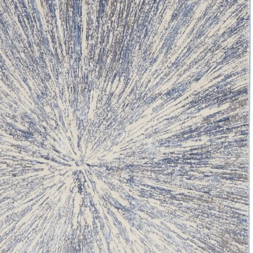 Cream Gray And Blue Abstract Area Rug Photo 8